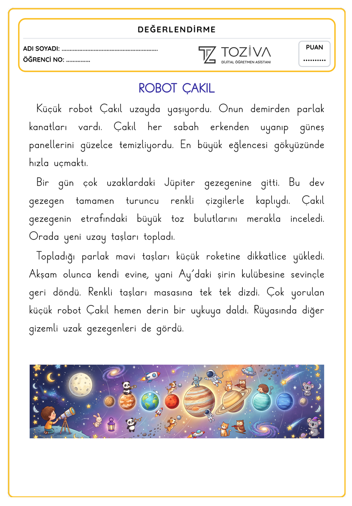 2. Sınıf Okuduğunu Anlama Metinleri ve Soruları PDF 1. Sayfa