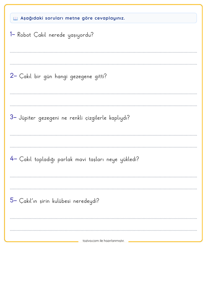 2. Sınıf Okuduğunu Anlama Metinleri ve Soruları PDF 2. Sayfa